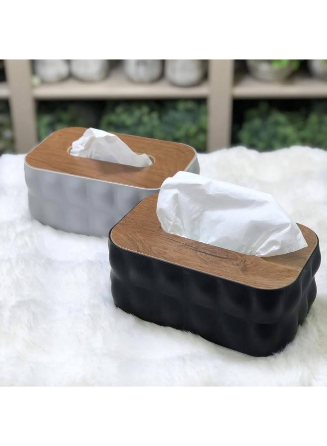 Clear Acrylic Tissue Box Holder with Wooden Lid – Modern Tissue Organizer for Home & Office Decor Ne - Image 2