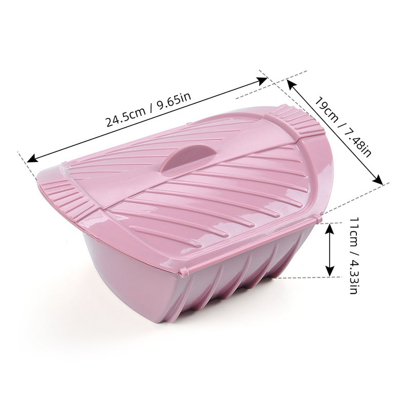 Microwave Steamer Bowl Silicone Steamer with Handle & Lid for Meal Prep with Detachable Partition, Easy to Store, Microwave Cookware, Freezer & Dishwasher Safe, Pink (LARGE SIE) - Image 2