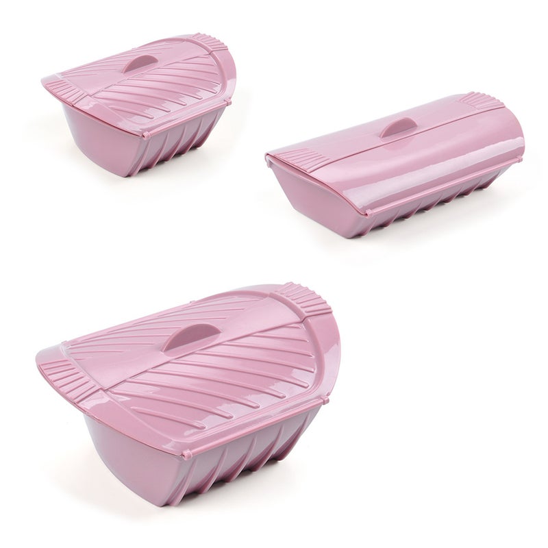 Microwave Steamer Bowl Silicone Steamer with Handle & Lid for Meal Prep with Detachable Partition, Easy to Store, Microwave Cookware, Freezer & Dishwasher Safe, Pink (LARGE SIE) - Image 3