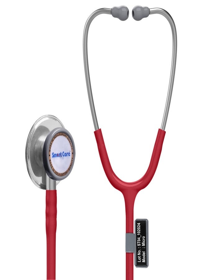 SMARTCARE Stethoscope Micro (Red Color) - High-Fidelity Dual Lumen Stethoscope with Non-Chill Rim Bell, Sealed Eartips, Soft Tubing, and Noise Isolation for Accurate Diagnosis - Image 1