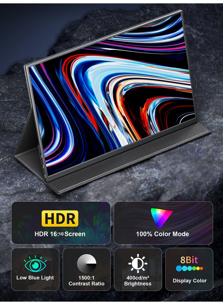 14.5 Inch 4K Portable Monitor HDR 16:10 CNC Metal Display, 100% Color Gamut, Low Blue Light, Compatible with Switch/Xbox/PS5/Laptop/Phone – Lightweight Travel Monitor with Smart Magnetic Cover  - Image 3