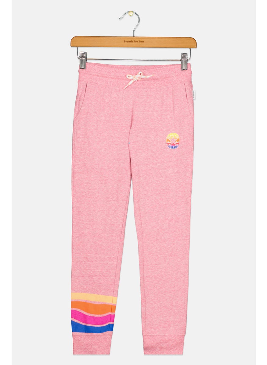 CONVERSE Kids Girl Sportswear Fit Brand Logo Training Sweatpants, Pink  - Image 1