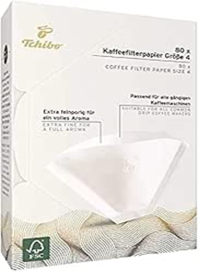Tchibo Coffee Filter Paper - Size 4, 80 Pieces, White