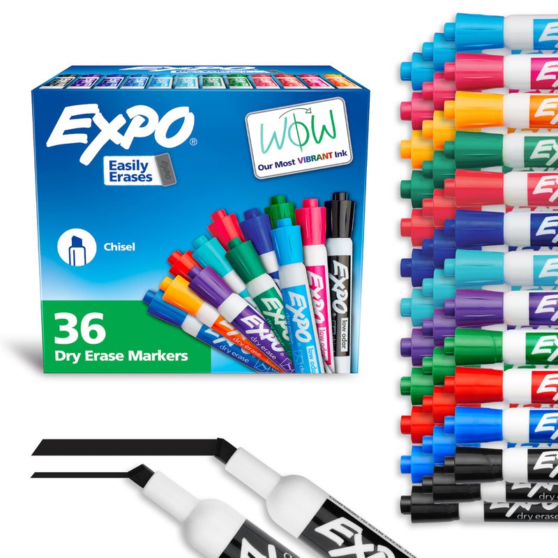 EXPO Low Odor Dry Erase Markers Chisel Tip Assorted Fashion Colors 36 Count for Classroom Office & Home Use - Image 1