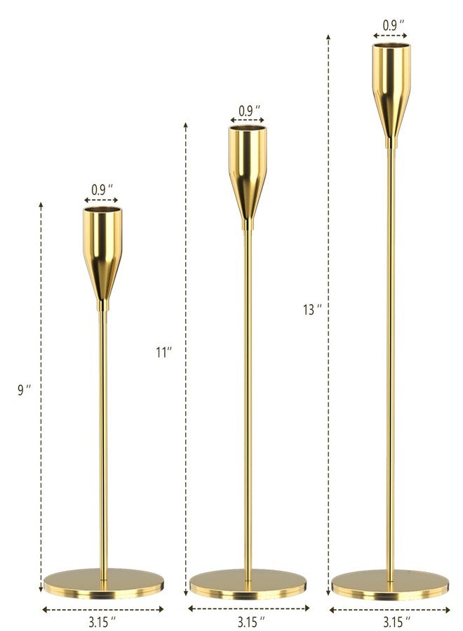 SUJUN Gold Candle Holders 6Pcs/ 2 Set - Elegant Metal Candlestick Holders for 3/4 InchTaper & LED Candles, Weddings, Parties, Home Decor - Decorative Centerpieces for Table, Mantle, Fireplace - Image 3