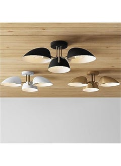 Arabest Argo 3-Light Vintaged Brass Semi Flush Ceiling Light with Black Rounded Shades - Modern Retro Lighting for Hallway, Dining Room, and Bedroom  - Image 5