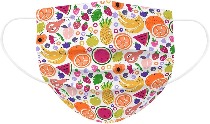 woobles 50PCS Summer Printed Disposable Face Masks with Design for Adults Beach Fruit Coconut Palm Paper Masks Full Face Protection - Image 3