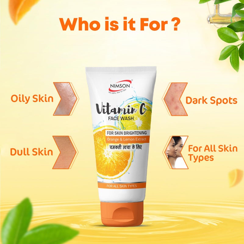 Nimson Vitamin C Face Wash for Glowing Skin | Brightening Formula | No Parabens or Chemicals | Unisex | All Skin Types | 100ml x 2 - Image 4