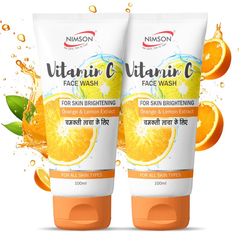 Nimson Vitamin C Face Wash for Glowing Skin | Brightening Formula | No Parabens or Chemicals | Unisex | All Skin Types | 100ml x 2 - Image 1