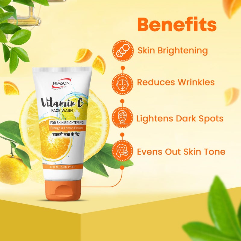 Nimson Vitamin C Face Wash for Glowing Skin | Brightening Formula | No Parabens or Chemicals | Unisex | All Skin Types | 100ml x 2 - Image 5