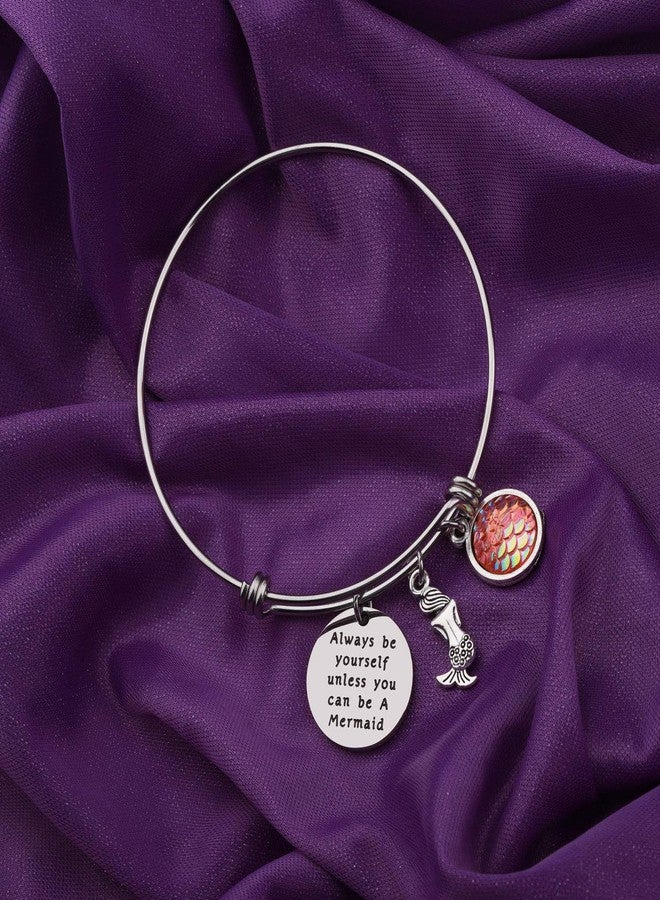 Zuo Bao Inspirational Gift Mermaid Scales Charm Bracelet Sea Mermaid Quote Always Be Yourself Unless You Can Be A Mermaid Bracelet Bangle (Always Be Yourself bracelet2) - Image 5