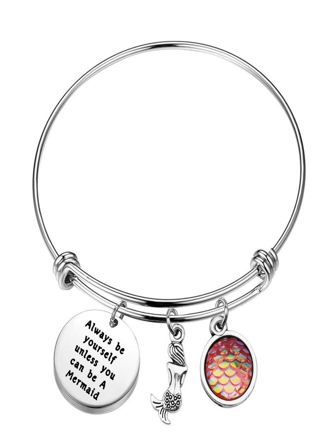 Zuo Bao Inspirational Gift Mermaid Scales Charm Bracelet Sea Mermaid Quote Always Be Yourself Unless You Can Be A Mermaid Bracelet Bangle (Always Be Yourself bracelet2) - Image 1