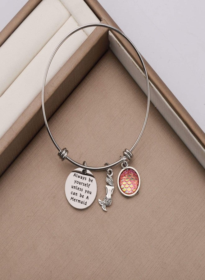 Zuo Bao Inspirational Gift Mermaid Scales Charm Bracelet Sea Mermaid Quote Always Be Yourself Unless You Can Be A Mermaid Bracelet Bangle (Always Be Yourself bracelet2) - Image 4