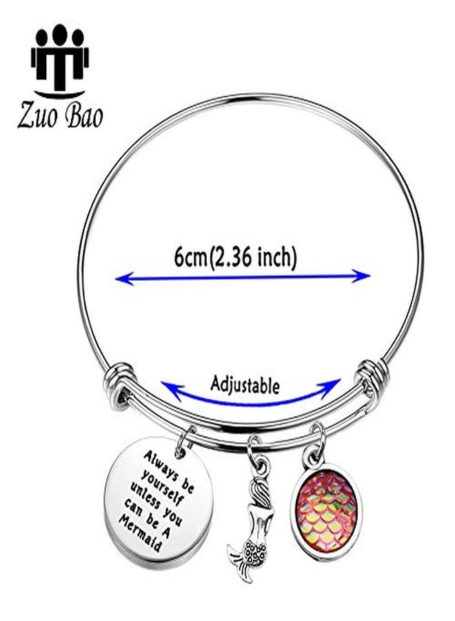 Zuo Bao Inspirational Gift Mermaid Scales Charm Bracelet Sea Mermaid Quote Always Be Yourself Unless You Can Be A Mermaid Bracelet Bangle (Always Be Yourself bracelet2) - Image 2