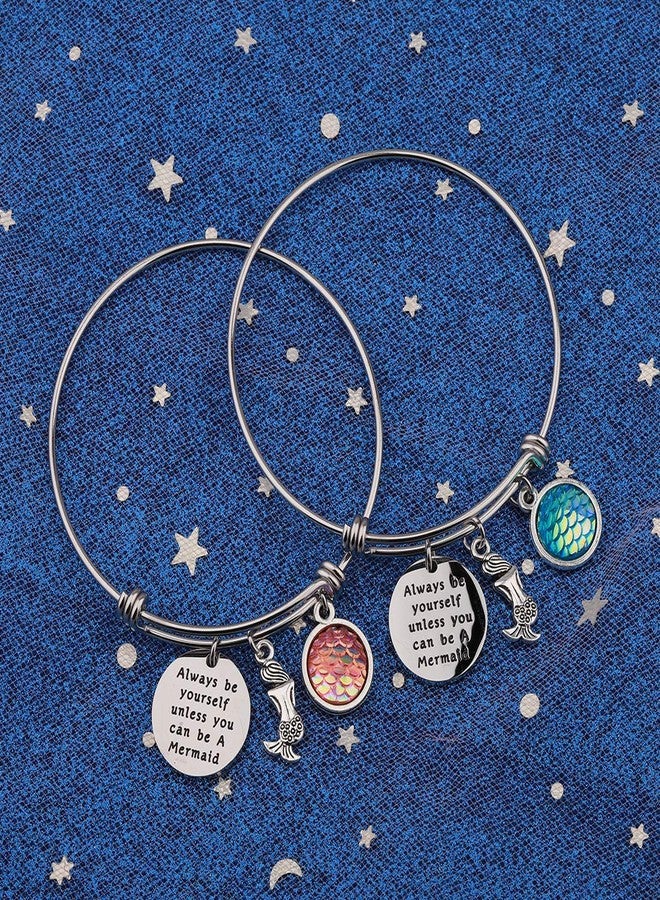 Zuo Bao Inspirational Gift Mermaid Scales Charm Bracelet Sea Mermaid Quote Always Be Yourself Unless You Can Be A Mermaid Bracelet Bangle (Always Be Yourself bracelet2) - Image 3