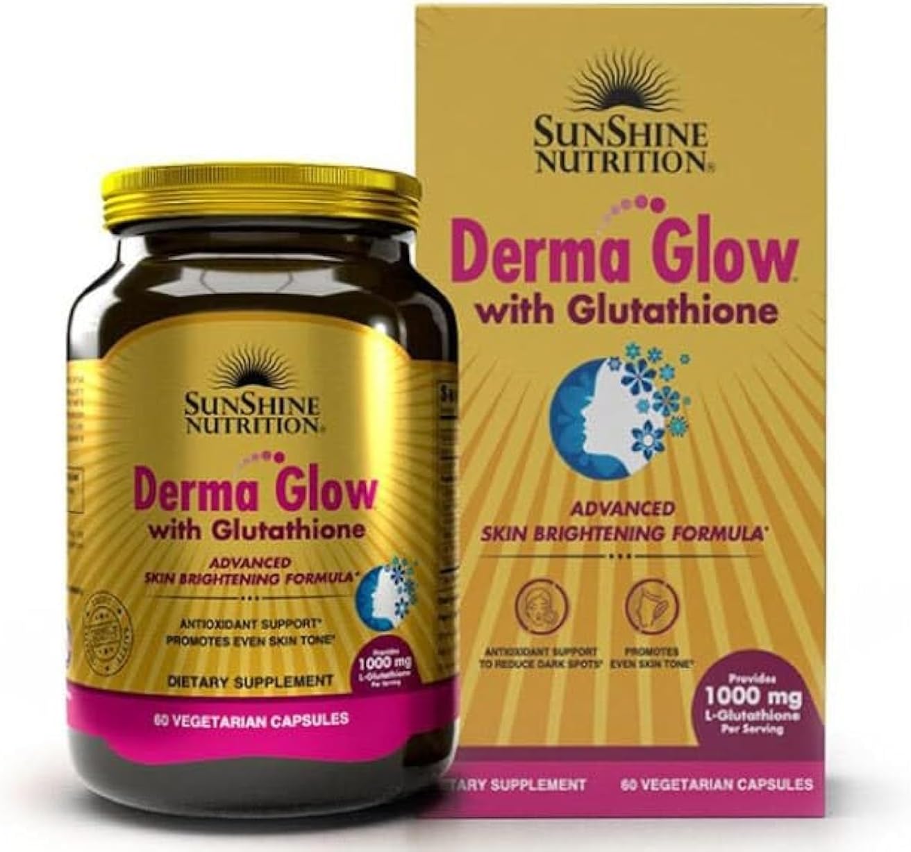 sunshine nutrition derma glow with glutathione benefits L-Glutathione 1000mg | Skin Brightening Capsules | Antioxidant Support, Even Skin Tone & Dark Spot Reduction, 60 V-Caps | Best Price Bahrain Savannah Georgia Non-Surgical Treatments top_20 Size:1000 mg
