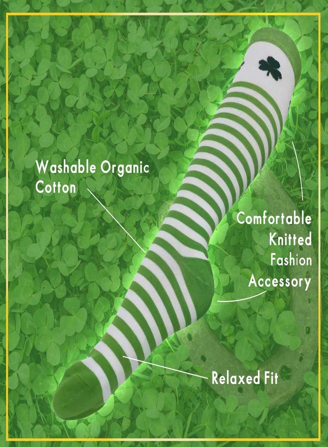 BaHoki Essentials St. Patrick's Day Socks - Knee High Irish Green - Shamrock and Clover Socks - Image 2
