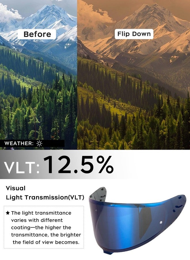 Soman RF-1400 RF 1400 Visors Shield Replacement, CWR-F2 Visor Face Shield Compatible with RF-1400 CWR-F2 Z8 NXR2 UV Protection (Blue) - Image 3