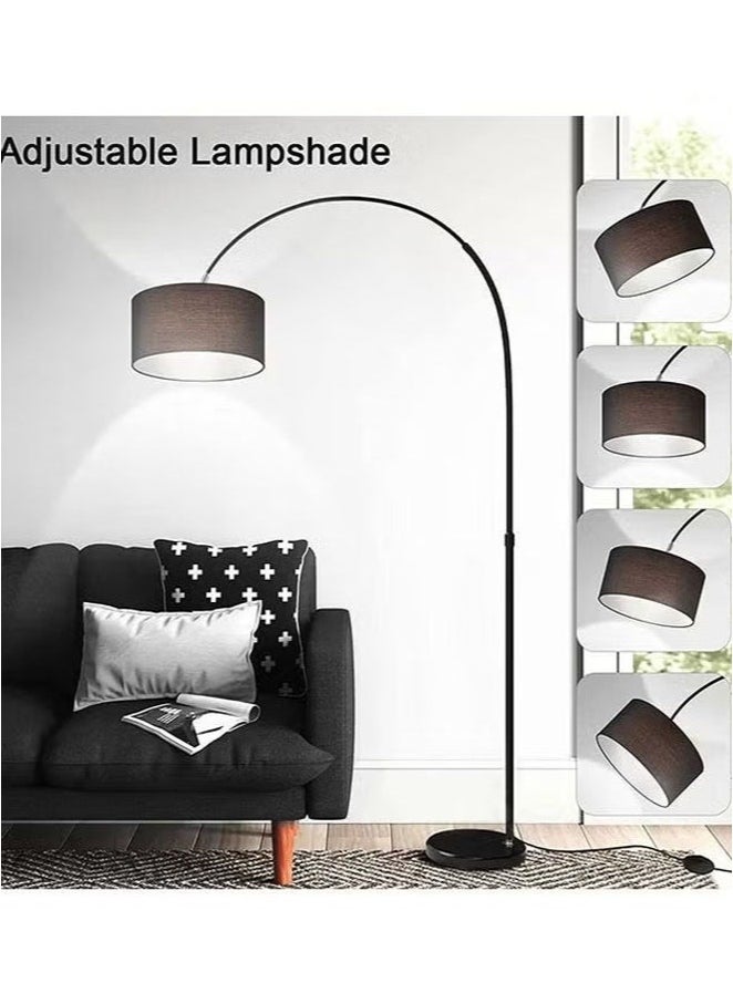 Cozara Floor Lamp for LED Stand Vintage Arc Pole Light with Warm Light Remote Control for Living Room Office Bedroom â€ŽMarble Metal Black 12W 8-15m 185x38 cm  - Image 4