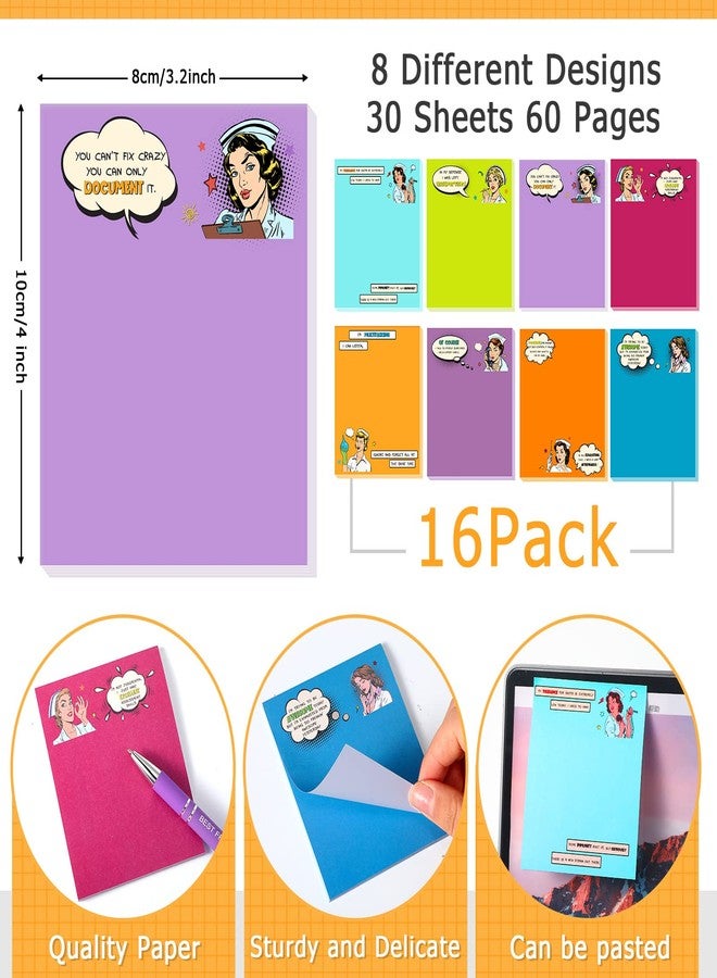 Sabary 32 Pcs Nurse Notepads with Pens Mini 16 Funny Sticky Notes 16 Ballpoint Pens Bulk Medical Themed Notebook Graduation Gift for Nursing Week Student Doctors Rn CNA LPN Women Party Favor - Image 2