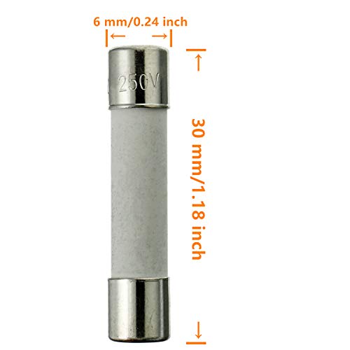 HUAREW 12 Values 60 Pcs 6 x 30 mm T 1A 2A 3A 4A 5A 6A 7A 8A 10A 15A 20A 30 A amp 250 V Slow Blow Ceramic Tube Fuses Assortment Kit - Image 3