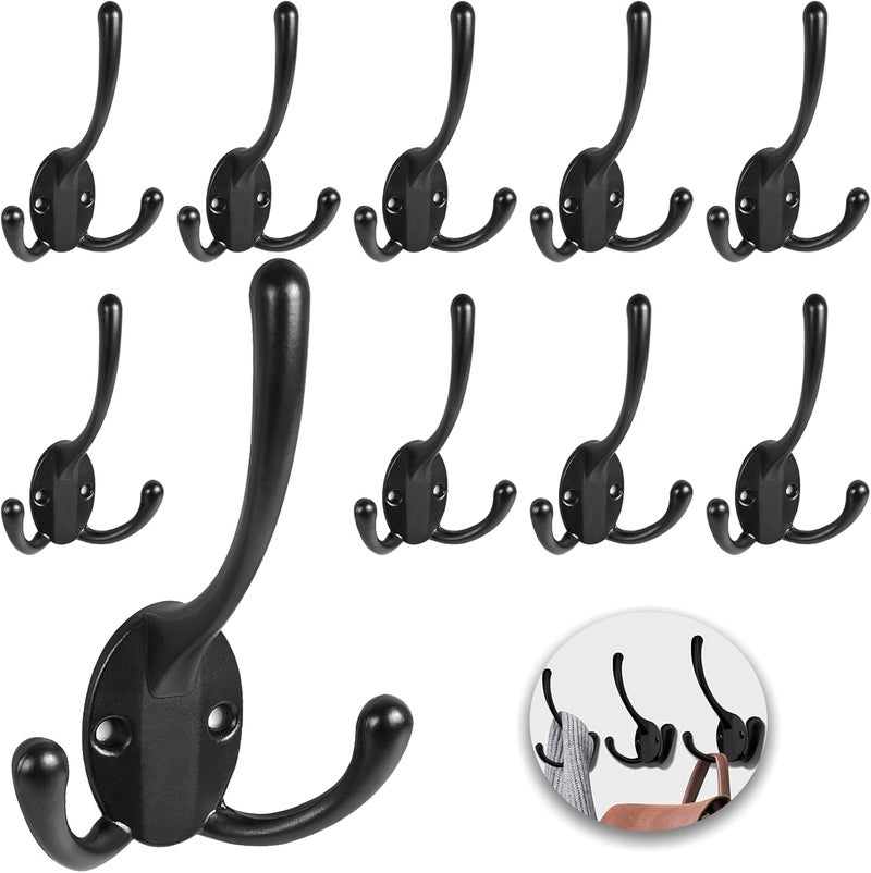 HADWER Wall Mounted Coat Hooks 10 Packs Heavy Duty Black Hardware Robe Hooks Decorative for Single Hanging Coats Towel Cubicle Classroom Kitchen Bath Backpack Hat Hook - Image 1