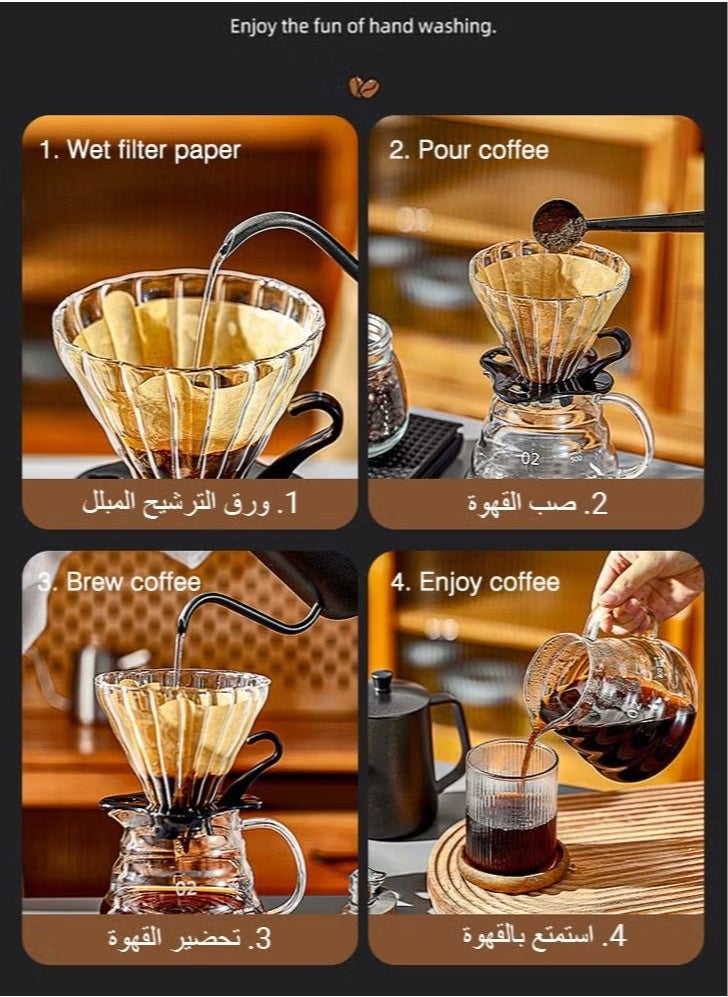 EXCLIFE - 6-Pieces V60 Coffee Set Pour Over Drip Coffee Maker Set Specialized V60 Kit - Image 1