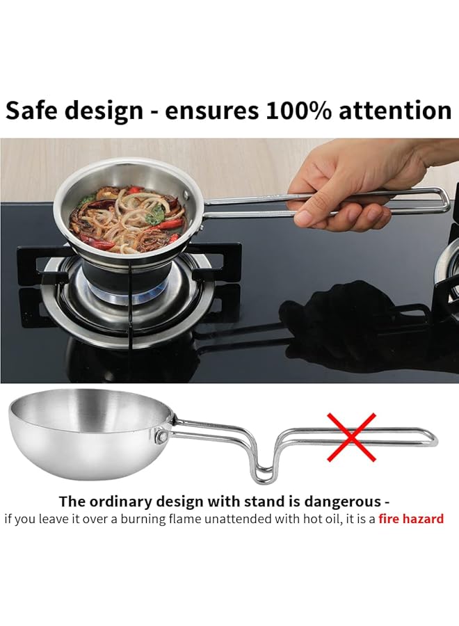 هوكينز مقلاة تادكا سعة 1.5 كوب، مقلاة ثلاثية من الفولاذ المقاوم للصدأ سعة 360 مل، مقلاة حثية، فضية (Stp15) - Image 5