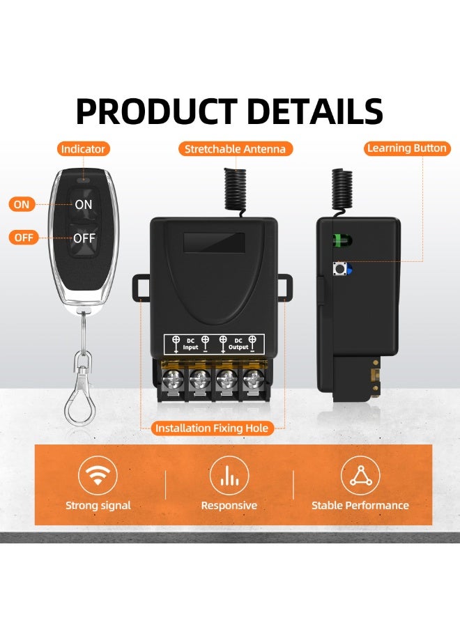 Battery Powered Wireless Light Switch Kit Remote Control Switch No Wiring Needed Stable RF433 Signal 30m Range for Home Bedroom Bathroom - Image 2