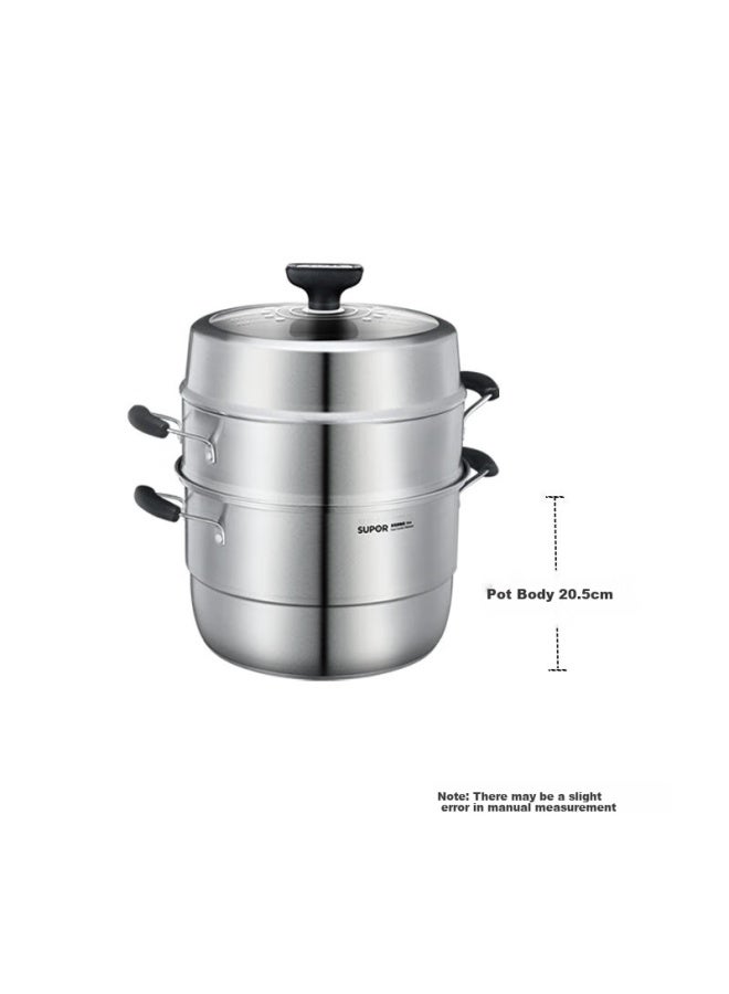 Supor Non-stick Three-layer Steamer 304 Stainless Steel 14l High Arch Lid 32cm Soup Pot Gas Induction Cooker Universal Sz32va1 - Image 2