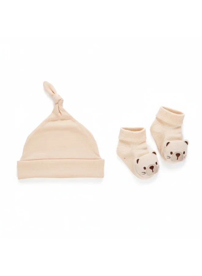 Bambimici Little Boss Baby Knot Hat & Taddy Bear Socks Set