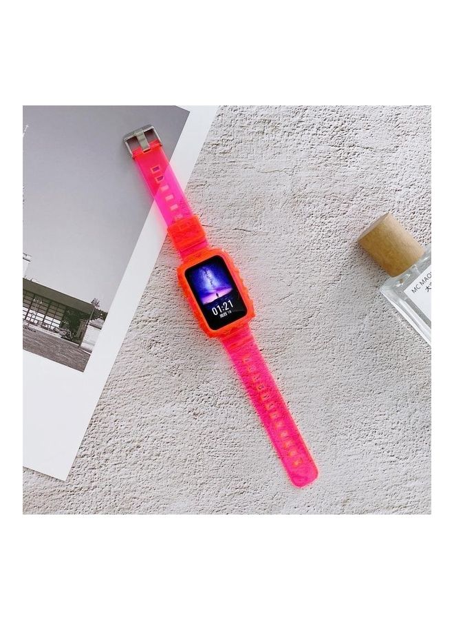 بي جي إم سوار بديل من السيليكون بتصميم شفاف ومتكامل لساعة هواوي فيت أحمر وردي - Image 2