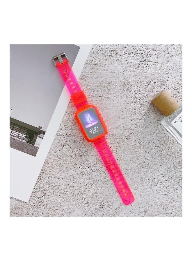 بي جي إم سوار بديل من السيليكون بتصميم شفاف ومتكامل لساعة هواوي فيت أحمر وردي - Image 1