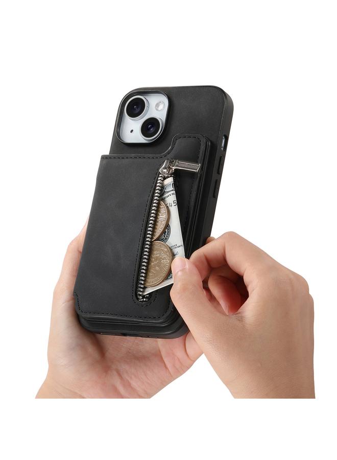 erorex Case For iPhone 15 Plus Retro MagSafe Zipper Wallet Card Bag Back Phone Case  - Image 5