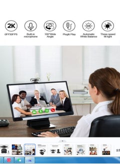 YUNSYE 2 K Gaming Webcam with Ring Light 30 FPS Web Camera with Microphone-HDR-Enabled-HD Auto Light Correction Web Cam with Adjustable FOV, for Teams, Zoom, PC/Laptop/Mac/Desktop  - Image 3