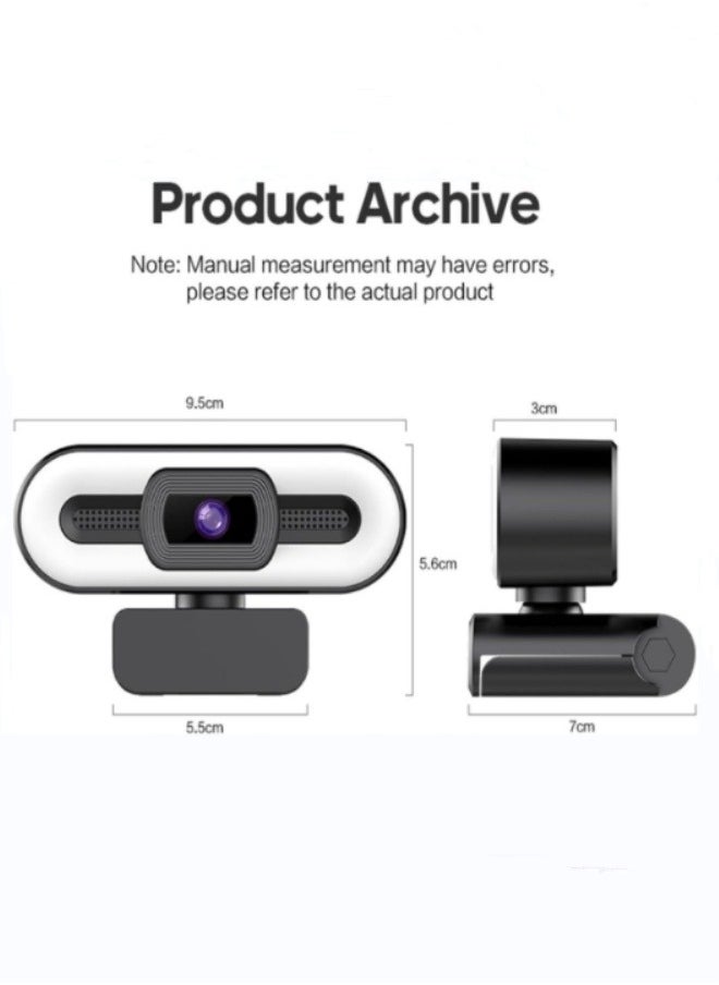 YUNSYE - 2 K Gaming Webcam with Ring Light 30 FPS Web Camera with Microphone-HDR-Enabled-HD Auto Light Correction Web Cam with Adjustable FOV, for Teams, Zoom, PC/Laptop/Mac/Desktop - Image 1