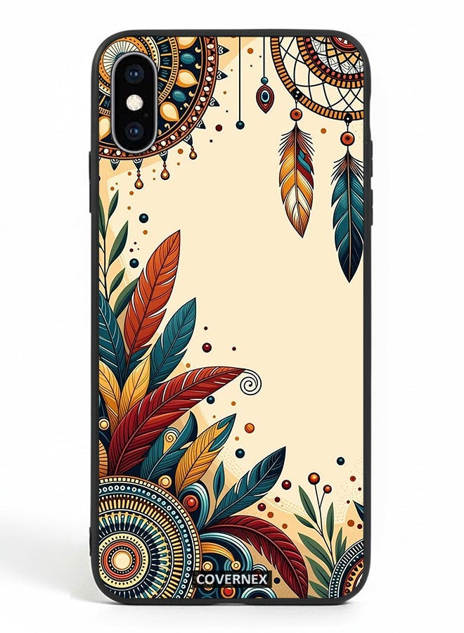 Covernex Apple iPhone X Protective Case Cover Printed Featuring Tribal Boho Feather - Image 2
