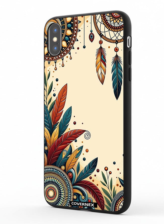 Covernex Apple iPhone X Protective Case Cover Printed Featuring Tribal Boho Feather - Image 1