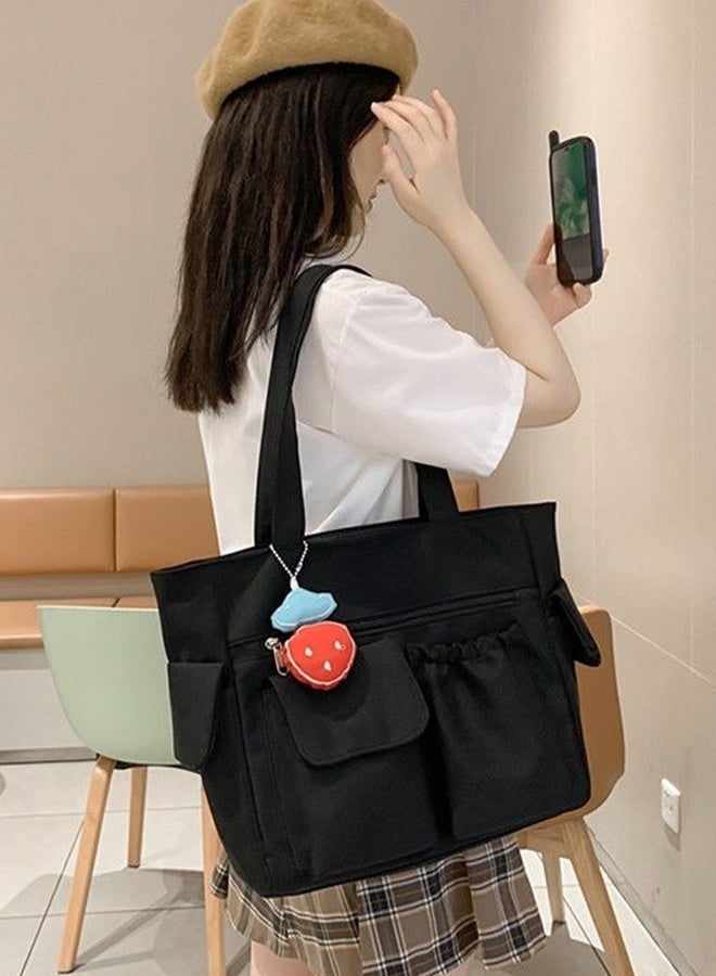 Arabest Women's Shoulder Tote Bag Canvas Handbag For Women Large Capacity Bucket Bag Fashionable Travel Messenger Shoulder Bag for Ladies Girls College Students - Image 3