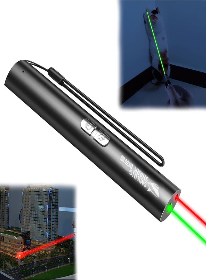 WISKA 2 in 1 Laser Light Powerful Pointer Pen High Power Super Bright Green & Red Light 1000M Range, USB-C Rechargeable for Presentation & Cat Play Mini Strong Laser Pen - Image 1