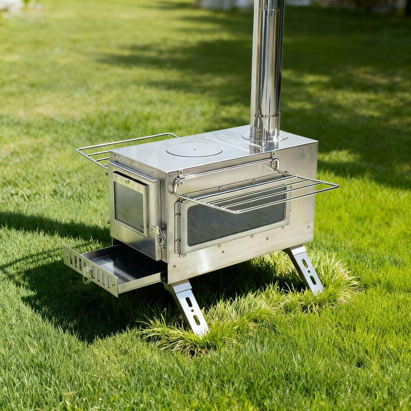 UNHO Hot Tent Stove, unho Wood Burning Stove, Portable Wood Stove with 6 Stainless Chimney Pipes for Outdoor Heating & Cooking, Ice Fishing, Hunting,Winter Warmth - Image 2