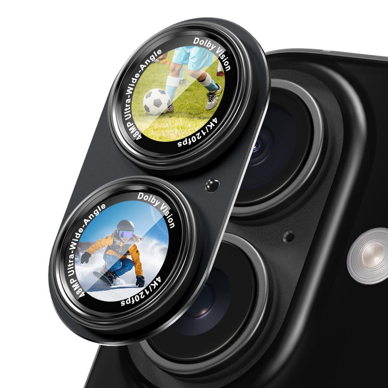 CACOE Camera Lens Protector for iPhone 16/16 Plus/17 - Metal Frame Tempered Glass Cover, [Anti-Scratch] [Drop-Proof][Strong-Adhesion] Camera Screen Cover (Black) - Image 1