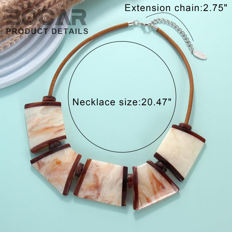 Bocar Necklace for Women, Chunky Statement Necklace, Choker Collar Necklace, Novelty Necklaces, Jewellery for Women Gifts (NK-10704-Beige) - Image 5