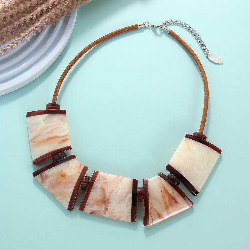 Bocar Necklace for Women, Chunky Statement Necklace, Choker Collar Necklace, Novelty Necklaces, Jewellery for Women Gifts (NK-10704-Beige) - Image 3