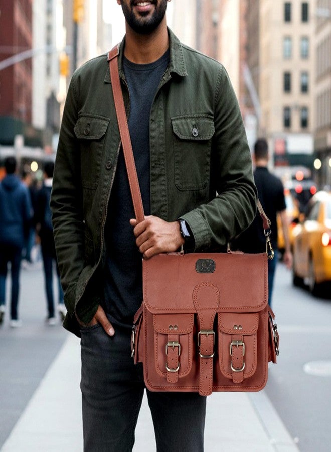 cuero Leather Messenger Bag for Men & Women, 12 Inch Laptop Crossbody, Vintage Handmade Leather Unisex Shoulder Satchel Bag, Full Grain Business Briefcase for iPad/Office/Work/Travel - Brown - Image 3
