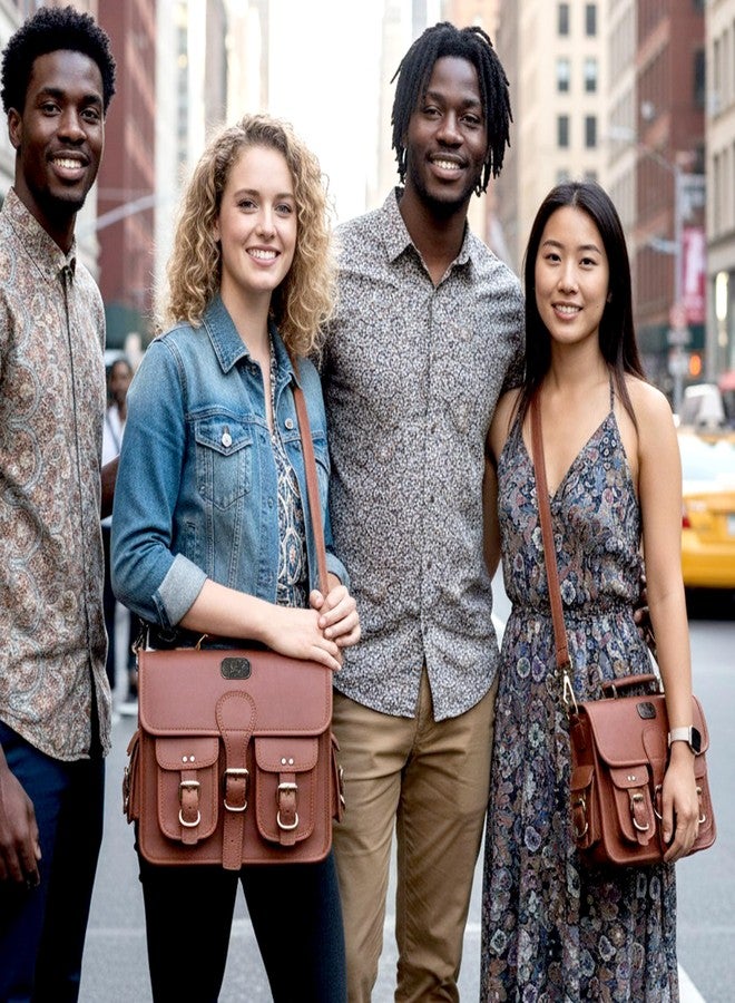 cuero Leather Messenger Bag for Men & Women, 12 Inch Laptop Crossbody, Vintage Handmade Leather Unisex Shoulder Satchel Bag, Full Grain Business Briefcase for iPad/Office/Work/Travel - Brown - Image 2