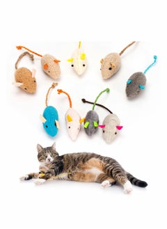 KASTWAVE Catnip Toys for Cat, 9 Pcs Interactive Cat Toy Pet Teeth Cleaning Soft Plush Realistic Cute Mouse Colorful Chew Toys with String Tails Indoor Cats Play Bite, Random style  - Image 1