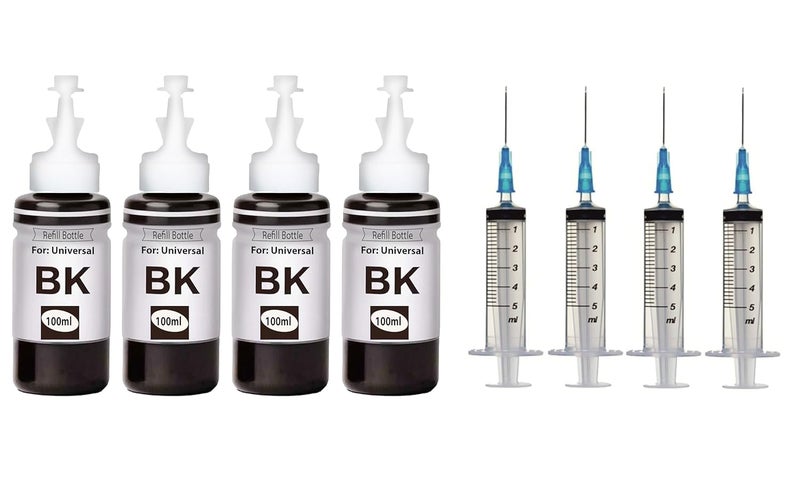 Verena Refill Kit Compatible for Canon Pixma E470, E470, E477, E400, E410, E417, E560, E3370, E4570, MG2577S Printers Cartridges (4BK & 4 Syring) - Image 1