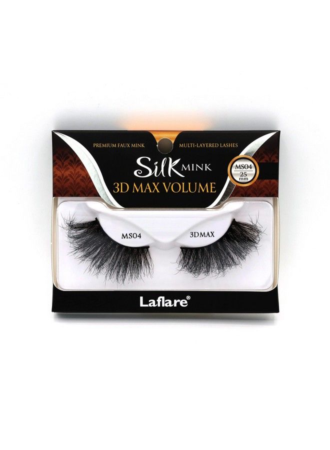 Laflare 3D SILK MINK MAX VOLUME Premium Faux Mink 25mm Extra Long Eyelashes Cat Eyes Wispy Fluffy Soft as Mink Multilayered Dramatic Volume False Lashes  (LFMSMS04) - Image 2
