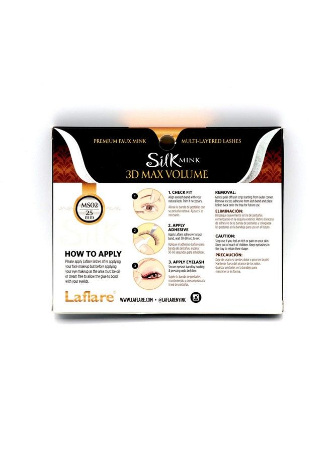 Laflare 3D SILK MINK MAX VOLUME Premium Faux Mink 25mm Extra Long Eyelashes Cat Eyes Wispy Fluffy Soft as Mink Multilayered Dramatic Volume False Lashes  (LFMSMS04) - Image 4